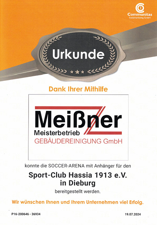 Urkunde Sport-Club Hassia